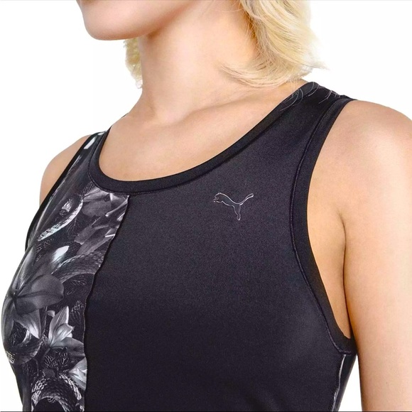 Puma Women's Black and White Floral Sports Bra NWOT - Picture 3 of 6